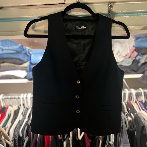 Panther WOMENS black Vest with Buttons & Fully Lined - Picture 4 of 6